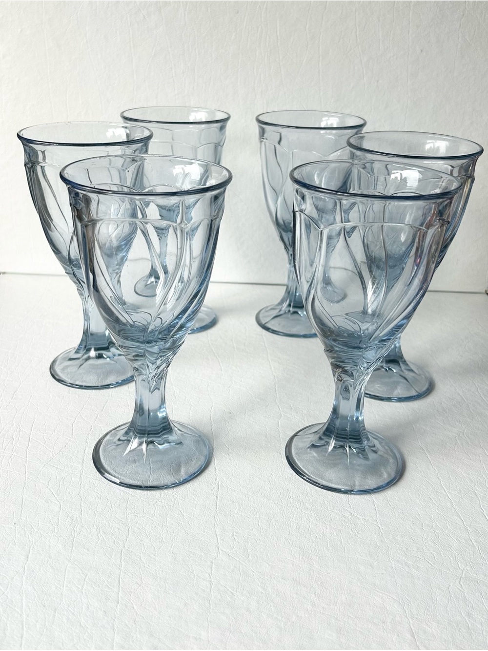 Set/6 Noritake Sweet Swirl Goblets in Blue